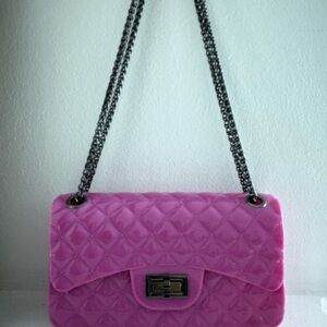 Pink Quilted Chain Shoulder Bag